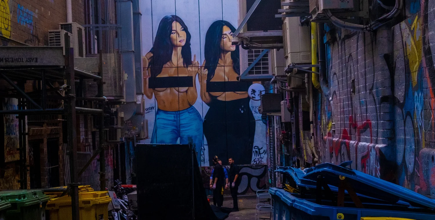 Street photograph — night scene in neon light